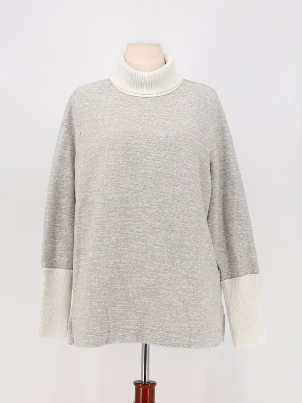 LANDS' END Women's Gray Heathered Turtleneck Pullover Top Size 1X